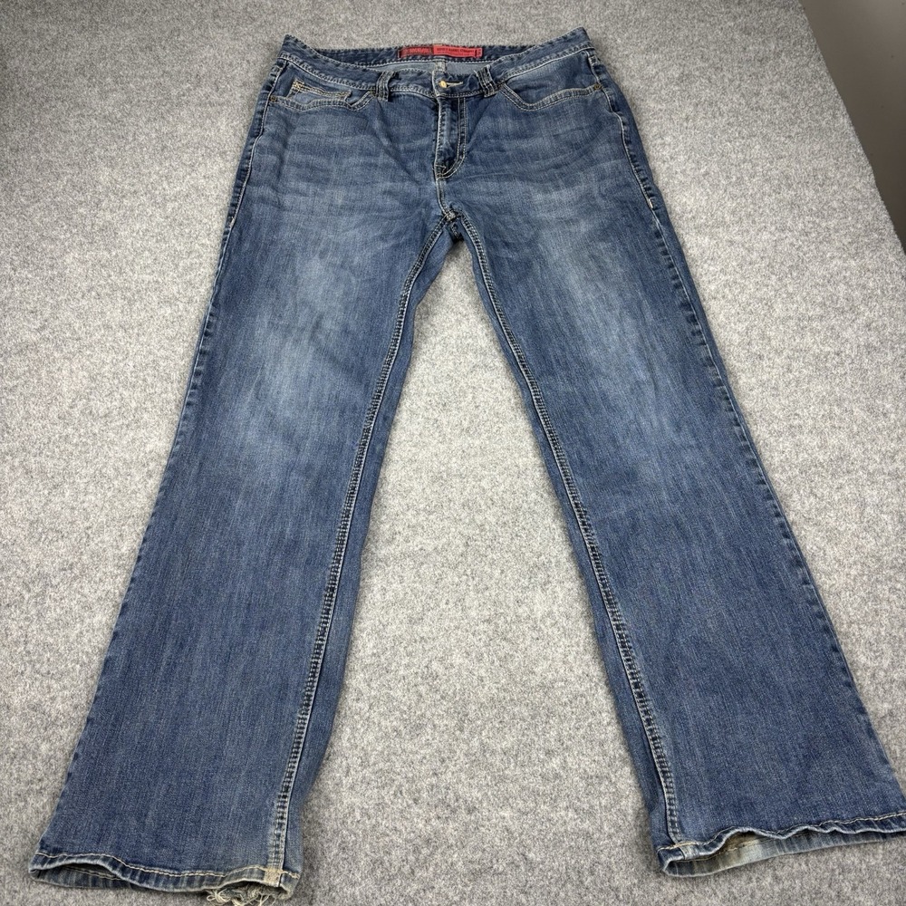 Rock & Roll Denim Jeans Mens 36x34 Double Barrel Straight Relaxed Blue Stretch